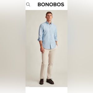 BONOBOS Chino Pants Mens Size 34x32 Straight Fit Flat Front Khaki Casual Weekend
